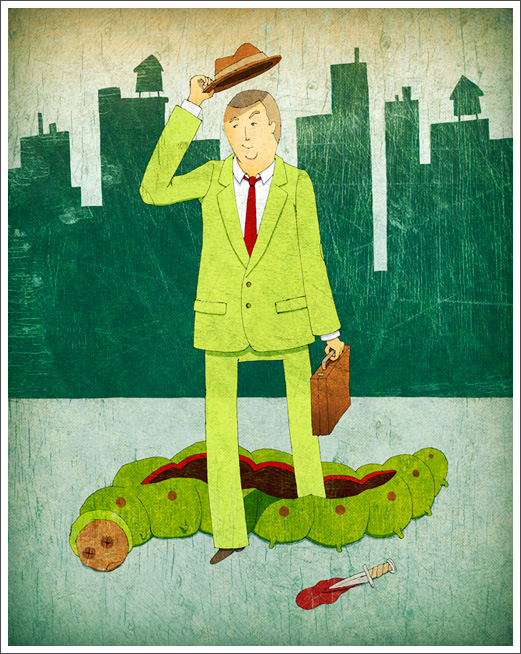 Editorial Illustration - St. Louis Magazine: Steve Friedman Lost On Treasure Island © RAWTOASTDESIGN