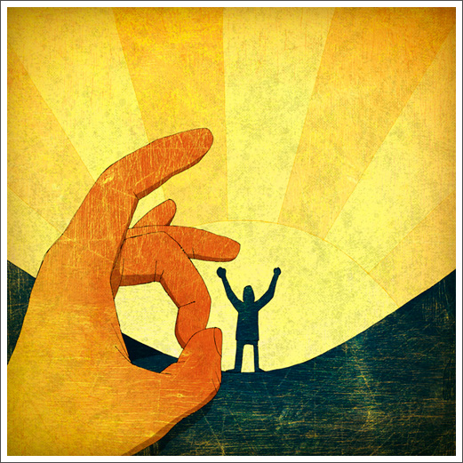 Editorial Illustration - Utne Reader Magazine: Narcissism Just Do It &copy; RAWTOASTDESIGN